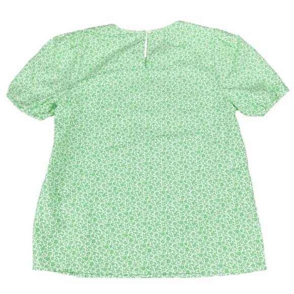 NWT J.CREW Puff-Sleeve Top Sz XXS Disty Floral Green - Picture 6 of 6